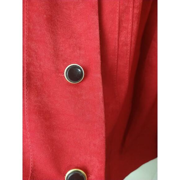 Leslie Fay Woman 20WP Shacket With Scarf Professional Career Red Collared Button - Picture 5 of 10